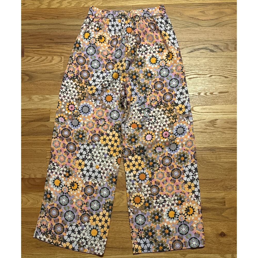 Anthropologie Size 6 Geometric Kaleidoscope Straight Pants High Rise Wide Leg - Picture 2 of 9